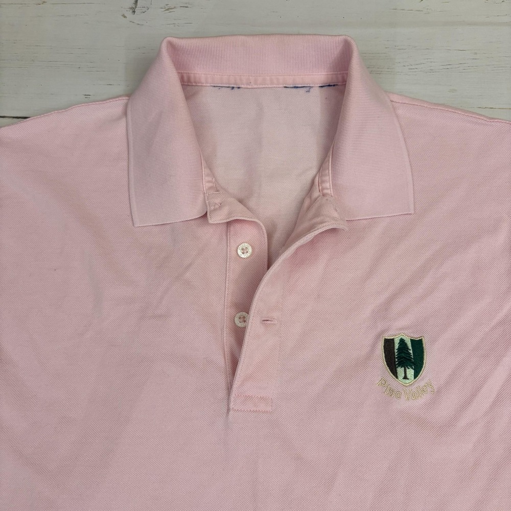 Pine Valley Golf Polo Shirt Mens Large Pink Embroidered Logo Cotton Short Sleeve